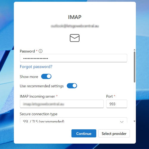 Email Setup on Outlook